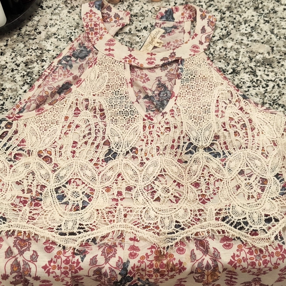 Rewind size medium lace and print tank top